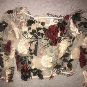 Off the shoulder sheer blouse